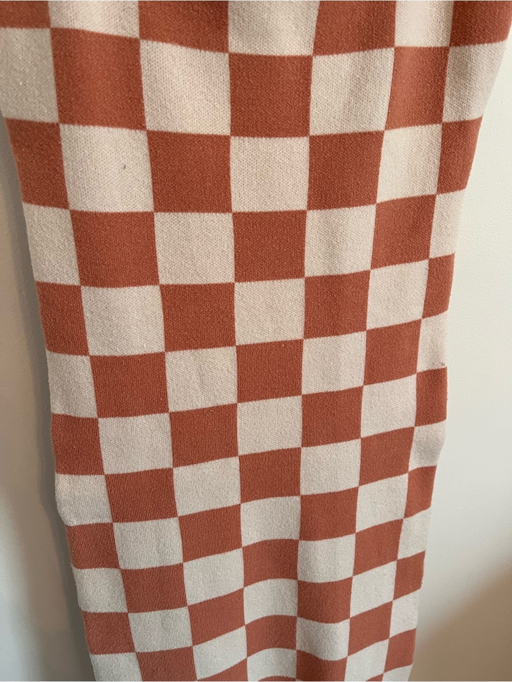 Spaghetti Strap Checkered Knit Dress - Mauve & Cream - Picture 3 of 3